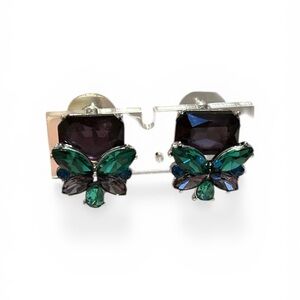Butterfly Earrings with Purple and Green Gems